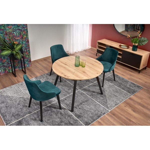 RUBEN stół kolor blat - dąb artisan, nogi - czarny (102-142x102x75 cm) (2p1szt)Stoły szklane i mdf 