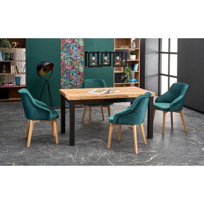 Stół rozkładany 140x80 cm TIAGO dąb craft + czarny Halmar