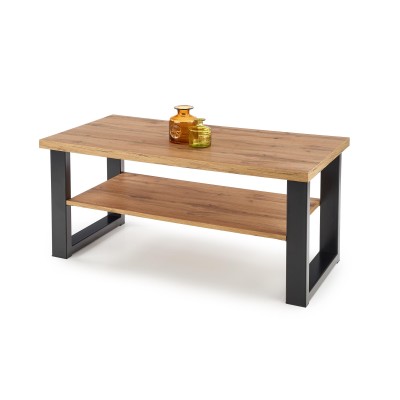 Ława z półką VENOM U dąb wotan + czarny Halmar