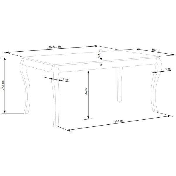 WINDSOR stół rozkładany 160-240x90x76 cm kolor ciemny dąb/biały (2p1szt)Stoły szklane i mdf 