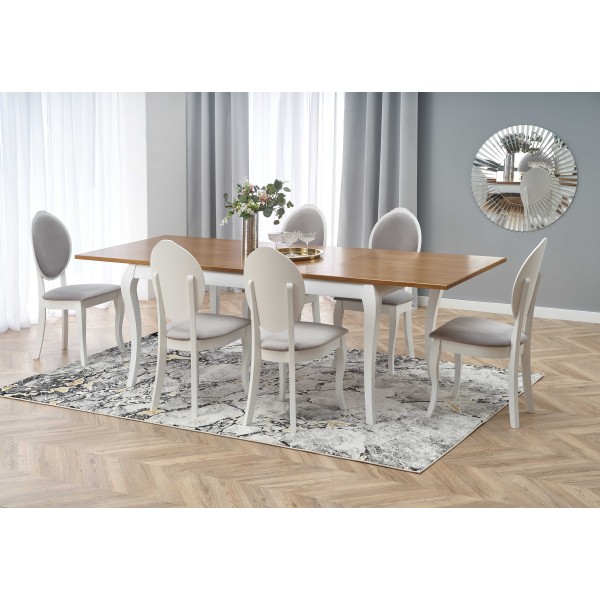 WINDSOR stół rozkładany 160-240x90x76 cm kolor ciemny dąb/biały (2p1szt)Stoły szklane i mdf 
