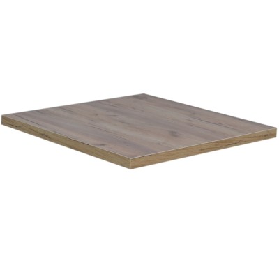 Kwadratowy stolik na jednej nodze PETRUS 70x70cm dąb craft złoty + aluminium