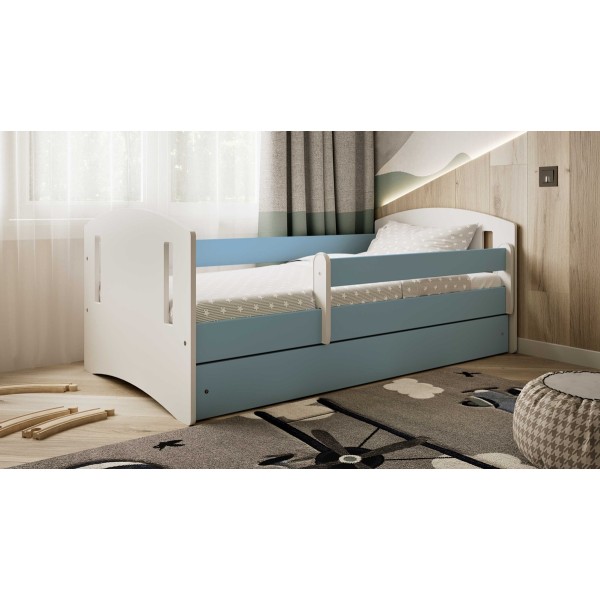 Łóżko dziecięce z barierką 180x80 Classic 2 biały+ niebieski