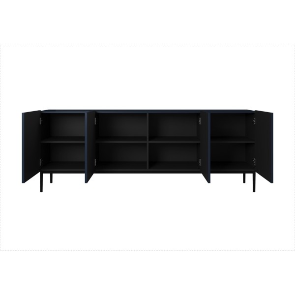 Komoda NICOLE 200 cm - granat MDF / czarne nóżki