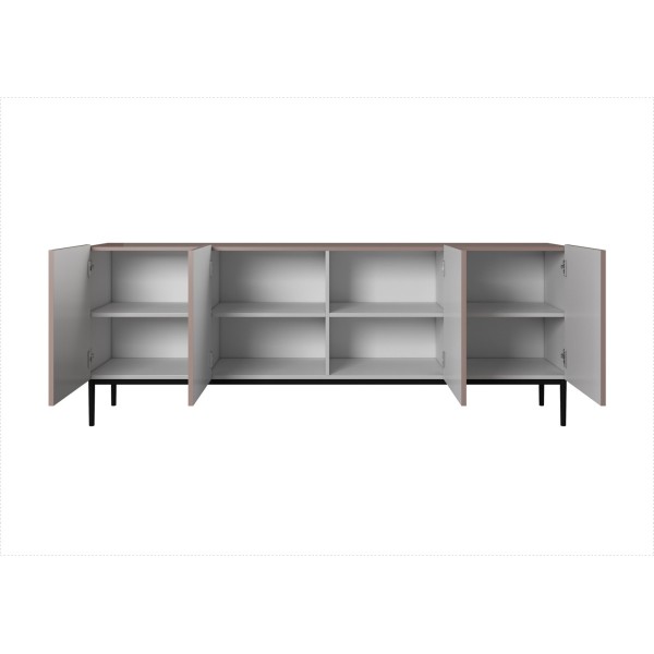Komoda NICOLE 200 cm - antyczny róż MDF / czarne nóżki