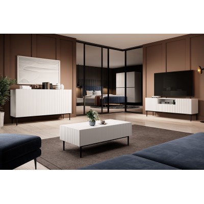 Komoda Nicole 150 cm - biały mat / czarne nóżki