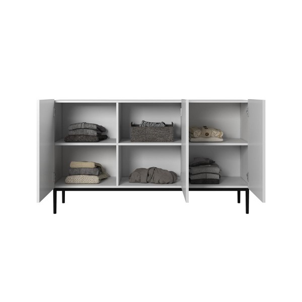 Komoda Nicole 150 cm - biały mat / czarne nóżki