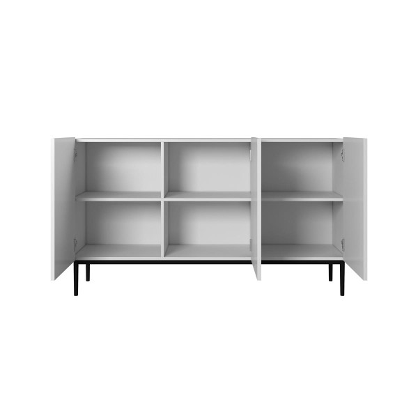 Komoda Nicole 150 cm - biały mat / czarne nóżki