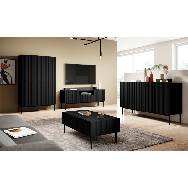 Komoda Nicole 150 cm - czarny mat / czarne nóżki