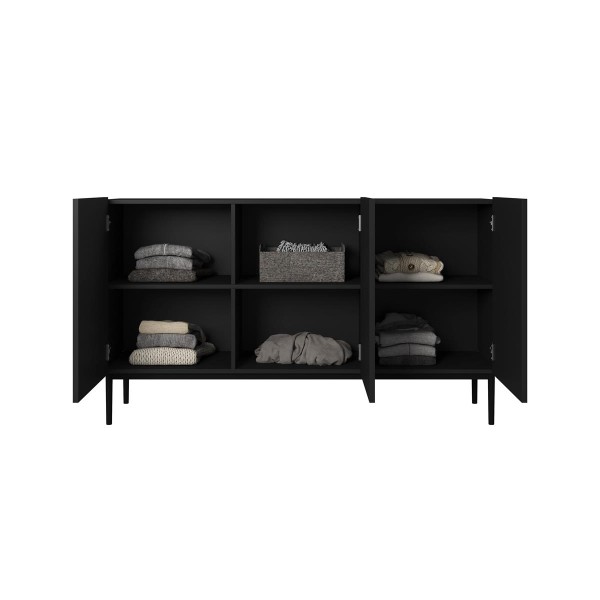 Komoda Nicole 150 cm - czarny mat / czarne nóżki