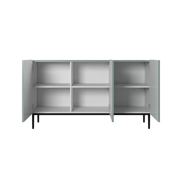 Komoda Nicole 150 cm - szałwia MDF / czarne nóżki