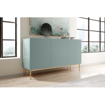Komoda Nicole 150 cm - szałwia MDF / złote nóżki