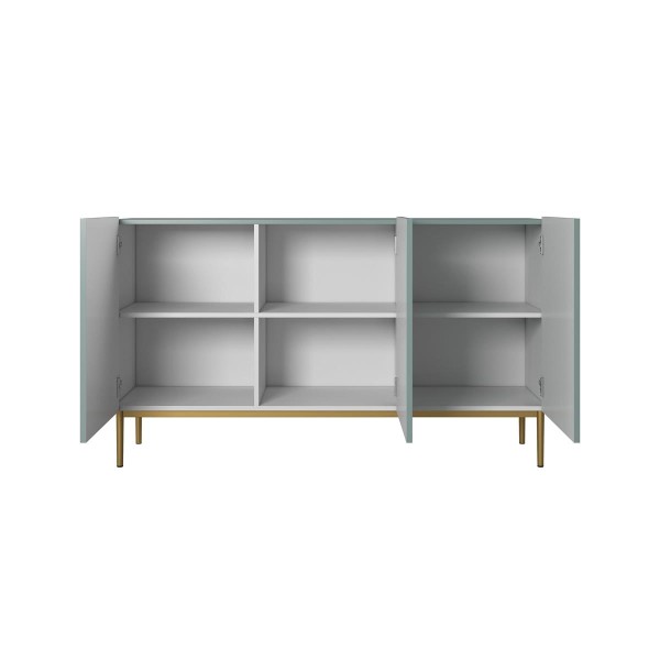 Komoda Nicole 150 cm - szałwia MDF / złote nóżki