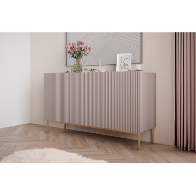 Komoda Nicole 150 cm - antyczny róż MDF / złote nóżki