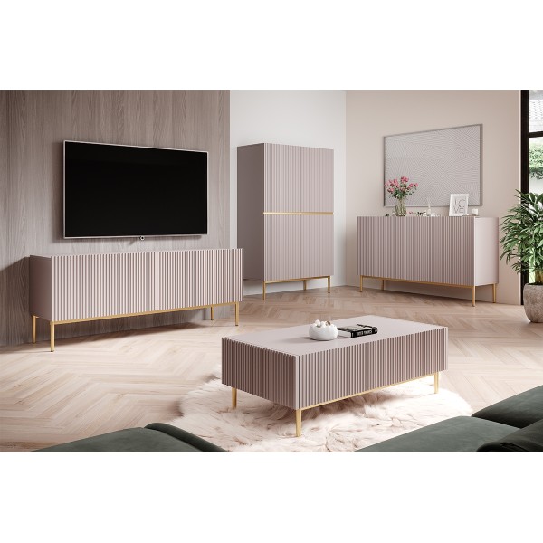 Komoda Nicole 150 cm - antyczny róż MDF / złote nóżki