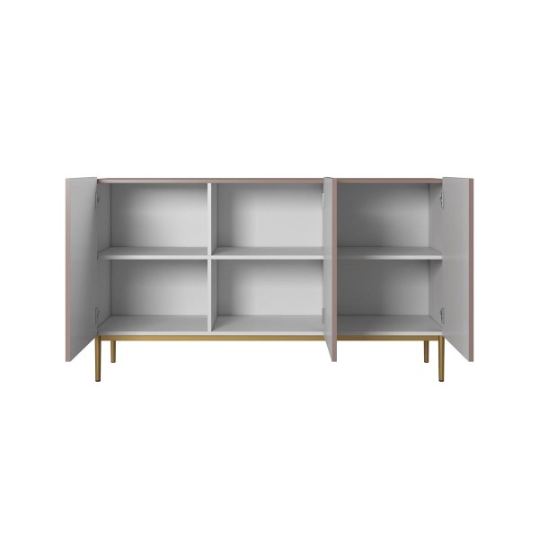 Komoda Nicole 150 cm - antyczny róż MDF / złote nóżki
