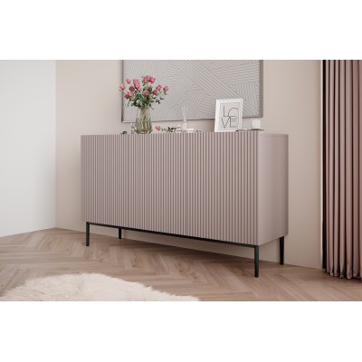 Komoda Nicole 150 cm - antyczny róż MDF / czarne nóżki