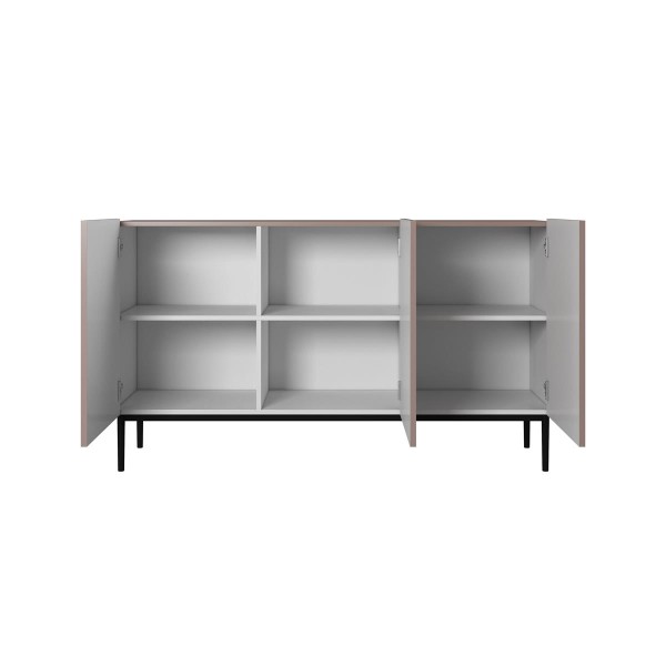 Komoda Nicole 150 cm - antyczny róż MDF / czarne nóżki