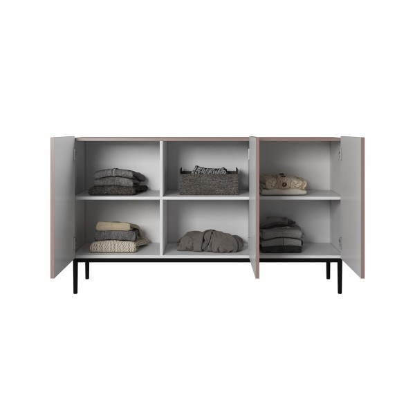 Komoda Nicole 150 cm - antyczny róż MDF / czarne nóżki