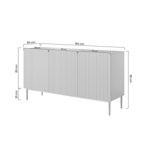 Komoda Nicole 150 cm - antyczny róż MDF / czarne nóżki
