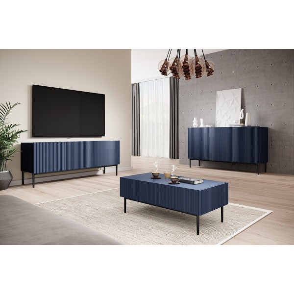 Komoda Nicole 150 cm - granat MDF / czarne nóżki
