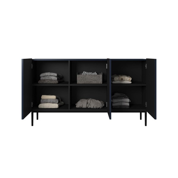 Komoda Nicole 150 cm - granat MDF / czarne nóżki