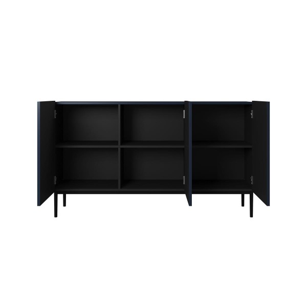 Komoda Nicole 150 cm - granat MDF / czarne nóżki