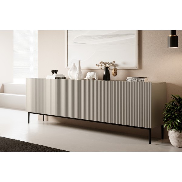 Komoda Nicole 200 cm - kaszmir / czarne nóżki