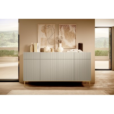 Komoda Nicole 200 cm z czterema szufladami - kaszmir / złote nóżki