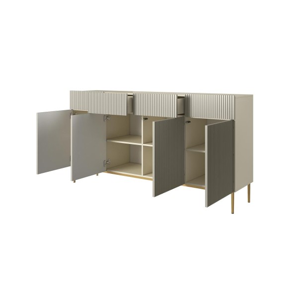 Komoda Nicole 200 cm z czterema szufladami - kaszmir / złote nóżki
