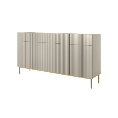 Komoda Nicole 200 cm z czterema szufladami - kaszmir / złote nóżki