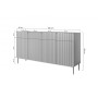 Komoda Nicole 200 cm z czterema szufladami - biały mat / złote nóżki