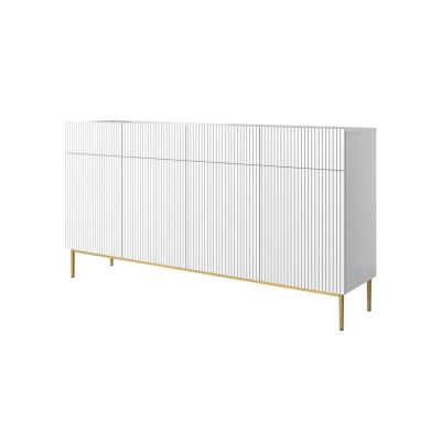 Komoda Nicole 200 cm z czterema szufladami - biały mat / złote nóżki