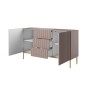 Komoda Nicole 150 cm z trzema szufladami - antyczny róż MDF / złote nóżki