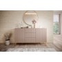 Komoda Nicole 150 cm z trzema szufladami - antyczny róż MDF / złote nóżki