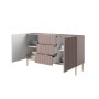 Komoda Nicole 150 cm z trzema szufladami - antyczny róż MDF / złote nóżki