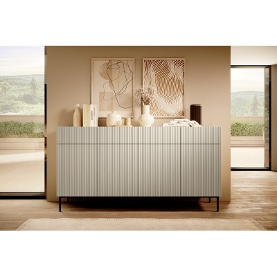 Komoda Nicole 200 cm z czterema szufladami - kaszmir / czarne nóżki