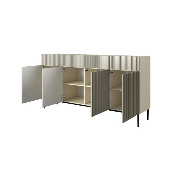 Komoda Nicole 200 cm z czterema szufladami - kaszmir / czarne nóżki