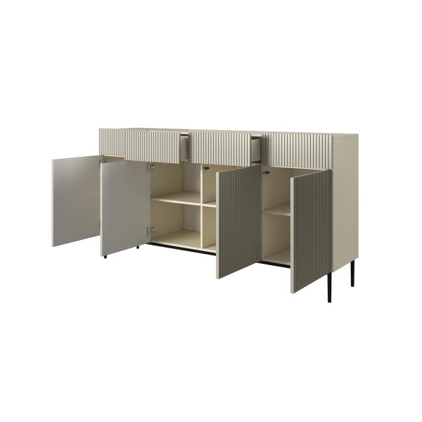 Komoda Nicole 200 cm z czterema szufladami - kaszmir / czarne nóżki
