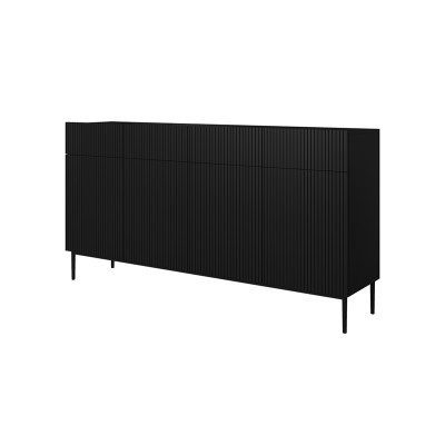 Komoda Nicole 200 cm z czterema szufladami - czarny mat / czarne nóżki