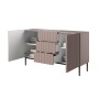 Komoda Nicole 150 cm z trzema szufladami - antyczny róż MDF / czarne nóżki