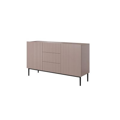 Komoda Nicole 150 cm z trzema szufladami - antyczny róż MDF / czarne nóżki