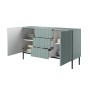 Komoda Nicole 150 cm z trzema szufladami - szałwia MDF / czarne nóżki