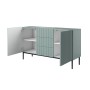 Komoda Nicole 150 cm z trzema szufladami - szałwia MDF / czarne nóżki