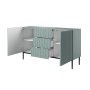 Komoda Nicole 150 cm z trzema szufladami - szałwia MDF / czarne nóżki