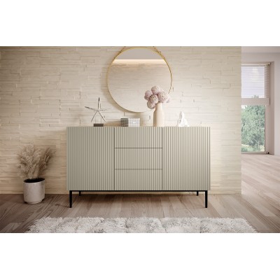 Komoda Nicole 150 cm z trzema szufladami - kaszmir / czarne nóżki