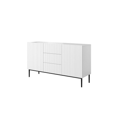 Komoda Nicole 150 cm z trzema szufladami - biały mat / czarne nóżki