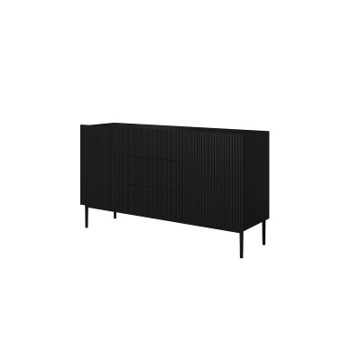 Komoda Nicole 150 cm z trzema szufladami - czarny mat / czarne nóżki