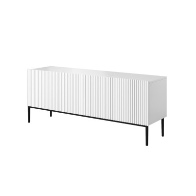 Szafka RTV Nicole 150 cm - biały mat / czarne nóżki
