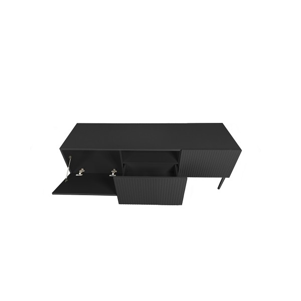 Szafka RTV Nicole 150 cm - czarny mat / czarne nóżki